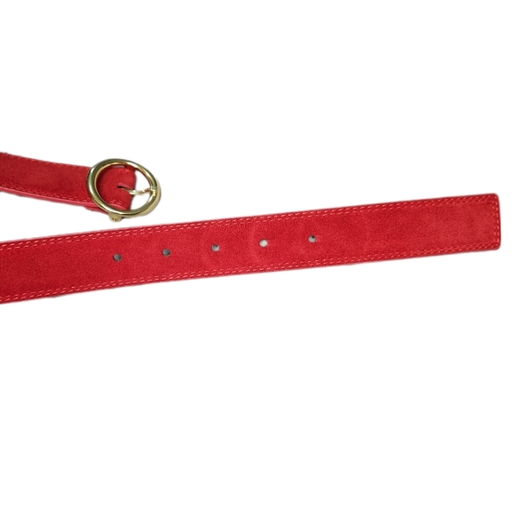 Banana Repulbic Belt Red Suede O-ring Buckle Synthetic Leather Unused - Picture 1 of 5